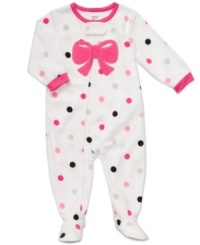 Carter's plush microfleece coverall will conjure up sweet dreams with its sweet scattering of polka dots and bows. Carter's plush microfleece coverall will conjure up sweet dreams with its sweet scattering of polka dots and bows.