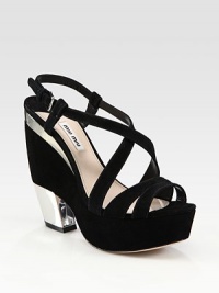 Suede design with criss-cross straps, a lacquered heel and an adjustable slingback. Self-covered lacquered heel, 5½ (140mm)Covered platform, 1½ (40mm)Compares to a 4 heel (100mm)Suede upperLeather lining and solePadded insoleMade in ItalyOUR FIT MODEL RECOMMENDS ordering one half size up as this style runs small. Suede design with criss-cross straps, a lacquered heel and an adjustable slingback. Self-covered lacquered heel, 5½ (140mm)Covered platform, 1½ (40mm)Compares to a 4 heel (100mm)Suede upperLeather lining and solePadded insoleMade in ItalyOUR FIT MODEL RECOMMENDS ordering one half size up as this style runs small.