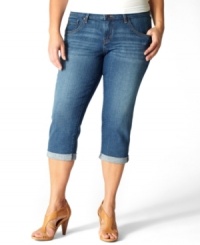 Featuring a tilted rise for fuller coverage, Levi's plus size capri jeans are must-haves for your spring wardrobe-- pair them with the season's latest tanks and tees! Featuring a tilted rise for fuller coverage, Levi's plus size capri jeans are must-haves for your spring wardrobe-- pair them with the season's latest tanks and tees!