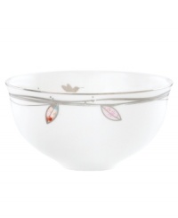 Hummingbirds twirl and buzz from flowery pink leaves to blue on dreamy bone china dessert bowls from Lenox Lifestyle dinnerware. The dishes from the Silver Song collection are crisscrossed with platinum branches and abound with fanciful springtime delight and irresistible modern charm. (Clearance) Hummingbirds twirl and buzz from flowery pink leaves to blue on dreamy bone china dessert bowls from Lenox Lifestyle dinnerware. The dishes from the Silver Song collection are crisscrossed with platinum branches and abound with fanciful springtime delight and irresistible modern charm. (Clearance)