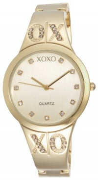 XOXO Women's XO5217 Gold Dial Gold-tone Half Cuff and Half Bracelet Watch