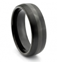 8MM Tungsten Carbide Mens Black _ Wedding Band Ring (Available Sizes 7-14 Including Half Sizes)