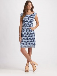 A vibrant, geometric print highlights this sculpted silk sheath with a chic scoopback.BoatneckCap sleevesHigh waistPrincess seamsScoopbackSide zipperAbout 22 from natural waistSilkDry cleanImportedModel shown is 5'9 (175cm) wearing US size 4. A vibrant, geometric print highlights this sculpted silk sheath with a chic scoopback.BoatneckCap sleevesHigh waistPrincess seamsScoopbackSide zipperAbout 22 from natural waistSilkDry cleanImportedModel shown is 5'9 (175cm) wearing US size 4.