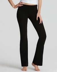 Roll down waistband, bootleg flair hem. Roll down waistband, bootleg flair hem.