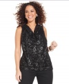 Look party-perfect this holiday season in Style&co.'s sleeveless plus size top, showcasing metallic lace!