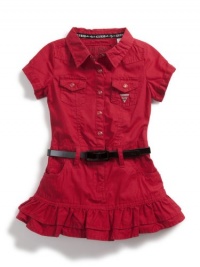 GUESS Kids Girls Belted Shirtwaist Dress, RED (3T) GUESS Kids Girls Belted Shirtwaist Dress, RED (3T)