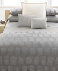 Taking inspiration from the exotic Galapagos tortoise, Calvin Klein's Tortoise duvet cover features a jacquard woven hexagonal pattern. Finished with cool silver and grey hues for a simply chic air. Reverses to self; hidden button closure. (Clearance) Taking inspiration from the exotic Galapagos tortoise, Calvin Klein's Tortoise duvet cover features a jacquard woven hexagonal pattern. Finished with cool silver and grey hues for a simply chic air. Reverses to self; hidden button closure. (Clearance)