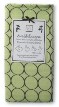 SwaddleDesigns Lightweight Marquisette Swaddling Blanket - Lime with Brown Mod Circles SwaddleDesigns Lightweight Marquisette Swaddling Blanket - Lime with Brown Mod Circles