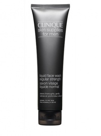 Liquid Face Wash Regular Strength. Formulated by Clinique's guiding dermatologists to gently yet thoroughly cleanse the face and neck. Leaves skin feeling fresh, comfortable, never tight or dry. Preps skin for a comfortable shave. For normal/dry skin. 5 oz. Liquid Face Wash Regular Strength. Formulated by Clinique's guiding dermatologists to gently yet thoroughly cleanse the face and neck. Leaves skin feeling fresh, comfortable, never tight or dry. Preps skin for a comfortable shave. For normal/dry skin. 5 oz.