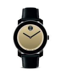 A simple, metallic dial lends modern style to this luxe timepiece from Movado BOLD.