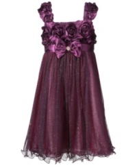 Roses, bows and glitter- oh my! This Bonnie dress has everything a gal could want to feel gorgeous. Roses, bows and glitter- oh my! This Bonnie dress has everything a gal could want to feel gorgeous.