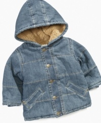 Denim makes this cute jacket from First Impressions a classic. Dress him up when the temperature goes down. Denim makes this cute jacket from First Impressions a classic. Dress him up when the temperature goes down.