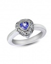 Effy Jewlery 14K White Gold Tanzanite & Diamond Heart Ring, .71 TCW Ring size 7