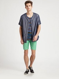 EXCLUSIVELY AT SAKS. The new shade of summer in a heavier Italian cotton twill with a fit that matches the season's ease. Side slashInseam, about 8¾CottonDry cleanMade in USA EXCLUSIVELY AT SAKS. The new shade of summer in a heavier Italian cotton twill with a fit that matches the season's ease. Side slashInseam, about 8¾CottonDry cleanMade in USA