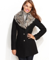 Esprit gives you options for outerwear: wear this chic wool-blend coat with or without detachable faux-fur collar! Esprit gives you options for outerwear: wear this chic wool-blend coat with or without detachable faux-fur collar!