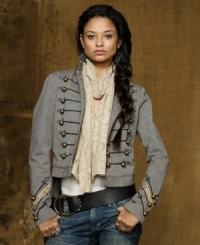 Command the city's attention in Denim & Supply Ralph Lauren's military-inspired coat with soutache-trimmed tails that are unexpectedly updated in a soft cotton twill for comfort. Command the city's attention in Denim & Supply Ralph Lauren's military-inspired coat with soutache-trimmed tails that are unexpectedly updated in a soft cotton twill for comfort.