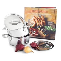 With a tri-ply construction and cast stainless handles, All Clad's Side & Serve set is compatible on all stovetops, including induction. With a tri-ply construction and cast stainless handles, All Clad's Side & Serve set is compatible on all stovetops, including induction.