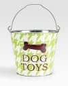 An adorable galvanized bucket is the perfect place for a pup's playthings. It's also a clever gift basket, ready to fill and give to a favorite doglover. Top handle 11H X 11 diameter Made in USA Please note: Each bucket is made to order, so please allow 3-4 weeks for delivery. 