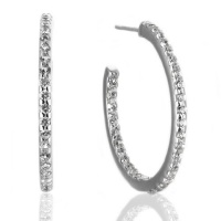 2.5 Carat White Sapphire and Sterling Silver Inside-Outside Hoop Earrings 2.5 Carat White Sapphire and Sterling Silver Inside-Outside Hoop Earrings