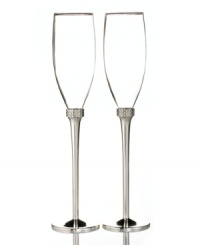 Bring personal style and modern polish to the party with Watchband toasting flutes from Lauren by Ralph Lauren. Stems of best-quality stainless steel are engraved with a grid design inspired by the classic wristwatch. Bring personal style and modern polish to the party with Watchband toasting flutes from Lauren by Ralph Lauren. Stems of best-quality stainless steel are engraved with a grid design inspired by the classic wristwatch.