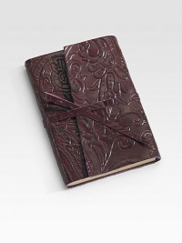 An elegant keepsake piece crafted in Italy from paisley-patterned leather, filled with page after page for your most cherished thoughts and secrets. Leather close 3W X 5H Made in Italy An elegant keepsake piece crafted in Italy from paisley-patterned leather, filled with page after page for your most cherished thoughts and secrets. Leather close 3W X 5H Made in Italy