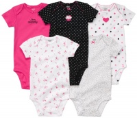 Carters Girls Newborn-24 Months Pink 5 Short Sleeve Bodysuit Carters Girls Newborn-24 Months Pink 5 Short Sleeve Bodysuit