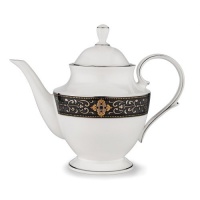 Lenox Vintage Jewel Platinum Banded Bone China Teapot