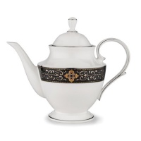 Lenox Vintage Jewel Platinum Banded Bone China Teapot Lenox Vintage Jewel Platinum Banded Bone China Teapot