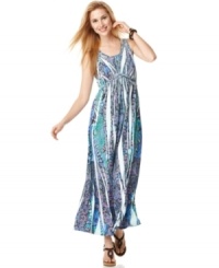 Maximize your look with Style&co.'s printed maxi dress! An open, crochet back add a charming touch to this long, lean look. (Clearance) Maximize your look with Style&co.'s printed maxi dress! An open, crochet back add a charming touch to this long, lean look. (Clearance)