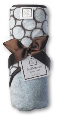 SwaddleDesigns Terry Velour Hoodie Towel - Pastel Blue with Brown Mod Circles SwaddleDesigns Terry Velour Hoodie Towel - Pastel Blue with Brown Mod Circles