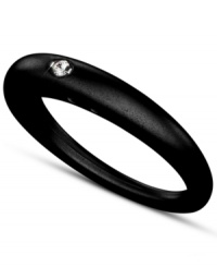Stackable style with a hint of sparkle! DUEPUNTI's unique ring is crafted from black-hued silicone with a round-cut diamond accent. Set in silver. Ring Size Small (4-6), Medium (6-1/2-8) and Large (8-1/2-10) Stackable style with a hint of sparkle! DUEPUNTI's unique ring is crafted from black-hued silicone with a round-cut diamond accent. Set in silver. Ring Size Small (4-6), Medium (6-1/2-8) and Large (8-1/2-10)