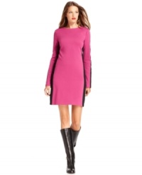 MICHAEL Michael Kors gives this ponte dress a sporty finish with stripes on the sleeves and sides.