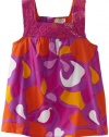 KC Parker Girls 7-16 Big Printed Stretch Poplin Tank Top, Pink Floral, 14