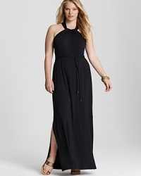 Channel classic elegance in this Tahari Woman maxi dress that boasts a halter neckline and a floor-sweeping silhouette. Team with gold accents and strappy sandals for after-dark drama. Channel classic elegance in this Tahari Woman maxi dress that boasts a halter neckline and a floor-sweeping silhouette. Team with gold accents and strappy sandals for after-dark drama.