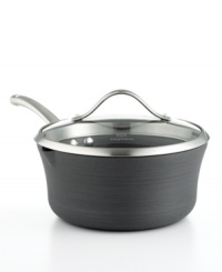 Cut out the colander-built-in drain holes bring a new versatility to the classic saucepan, allowing you to heat, cook, pour and strain all in one place. A multi-layer nonstick design combines heavy-gauge aluminum with a hard anodized construction for incredible strength and durability that produces unrivaled results. Lifetime warranty. Cut out the colander-built-in drain holes bring a new versatility to the classic saucepan, allowing you to heat, cook, pour and strain all in one place. A multi-layer nonstick design combines heavy-gauge aluminum with a hard anodized construction for incredible strength and durability that produces unrivaled results. Lifetime warranty.