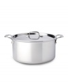Your well-equipped kitchen starts here. Braise and sauté hearty meals that your family will love in the spacious and highly responsive interior. Easily accommodating many ears of corn, chili, lamb shanks and more, this high-performance All-Clad stock pot is constructed with a durable stainless steel interior, a pure aluminum core and a hand-polished magnetic stainless steel exterior. Lifetime warranty.