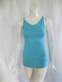 Cali womens aqua high neck twisted strap tank top 90568