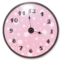 Trend Lab Pink/Brown Clock Pink Dot, Brown Number and Border Trend Lab Pink/Brown Clock Pink Dot, Brown Number and Border