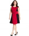 Be the belle of the boardroom with Style&co.'s sleeveless plus size dress, highlighted by a colorblocked pattern. (Clearance)