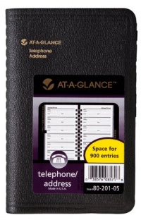 AT-A-GLANCE Recycled Telephone/Address Book, 3 x 6-Inches, Black, Undated (80-201-05)