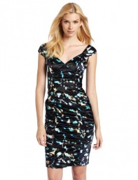 Maggy London Women's Digital Leopard Print Sheath, Black/Teal/Aqua, 4 Maggy London Women's Digital Leopard Print Sheath, Black/Teal/Aqua, 4