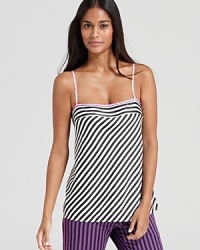 For nights when solids won't do, there's Juicy Couture's luxe striped cami with polka-dot trim. For nights when solids won't do, there's Juicy Couture's luxe striped cami with polka-dot trim.