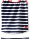 Roxy Kids Girls 7-16 Tankini Swimwear Set, Open Ocean Stripe, 8