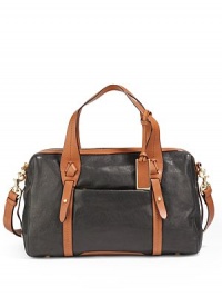 THE LOOKLambskin body with cowhide trimContrast double top handlesRemovable, adjustable contrast crossbody strapContrast logo ID tagTop zip closureContrast strap details with stud closureOne outside zip pocketProtective metal feetOne inside zip pocketOne inside open pocketInside logo detailTHE MEASUREMENTTop handle, 4 dropAdjustable crossbody strap THE LOOKLambskin body with cowhide trimContrast double top handlesRemovable, adjustable contrast crossbody strapContrast logo ID tagTop zip closureContrast strap details with stud closureOne outside zip pocketProtective metal feetOne inside zip pocketOne inside open pocketInside logo detailTHE MEASUREMENTTop handle, 4 dropAdjustable crossbody strap