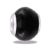 Beautiful Black Jade Stone European/Memory Charm Double Sterling Layered Bead - Fits Pandora Bracelets Beautiful Black Jade Stone European/Memory Charm Double Sterling Layered Bead - Fits Pandora Bracelets