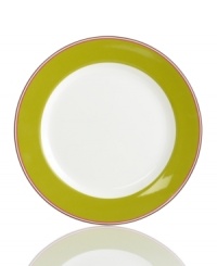 Have more fun at the table with the peppy pink and green bands and sublime durability of these Market Street Green dinner plates by kate spade. Have more fun at the table with the peppy pink and green bands and sublime durability of these Market Street Green dinner plates by kate spade.