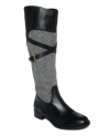 Fabulous tweed adds texture to the lovely leather Chance riding boots by Tommy Hilfiger.