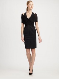 This cleverly constructed jersey style features a wraparound bodice which creates open shoulder details.V necklineOpen shoulder detailsSurplice wrap bodicePanel-constructed skirtConcealed back zipAbout 27 from natural waist84% viscose/11% nylon/5% elastaneDry cleanImported of Italian fabricModel shown is 5'11 (180cm) wearing US size 4.OUR FIT MODEL RECOMMENDS ordering true size. This cleverly constructed jersey style features a wraparound bodice which creates open shoulder details.V necklineOpen shoulder detailsSurplice wrap bodicePanel-constructed skirtConcealed back zipAbout 27 from natural waist84% viscose/11% nylon/5% elastaneDry cleanImported of Italian fabricModel shown is 5'11 (180cm) wearing US size 4.OUR FIT MODEL RECOMMENDS ordering true size.