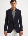 Authentically tailored from luxuriously lightweight cotton twill, the refined Skylark sport coat exudes impeccable style in a polished pinstriped pattern.ButtonfrontNotched collarChest patch, waist flap pocketsRear ventDistressed lookAbout 30¼ from shoulder to hemCottonMachine washImported