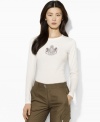 Lauren Ralph Lauren's iconic embroidered crest imbues the classic long-sleeved tee in smooth cotton jersey with a chic heritage feel.